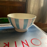 Vintage bowl with sky blue stripes