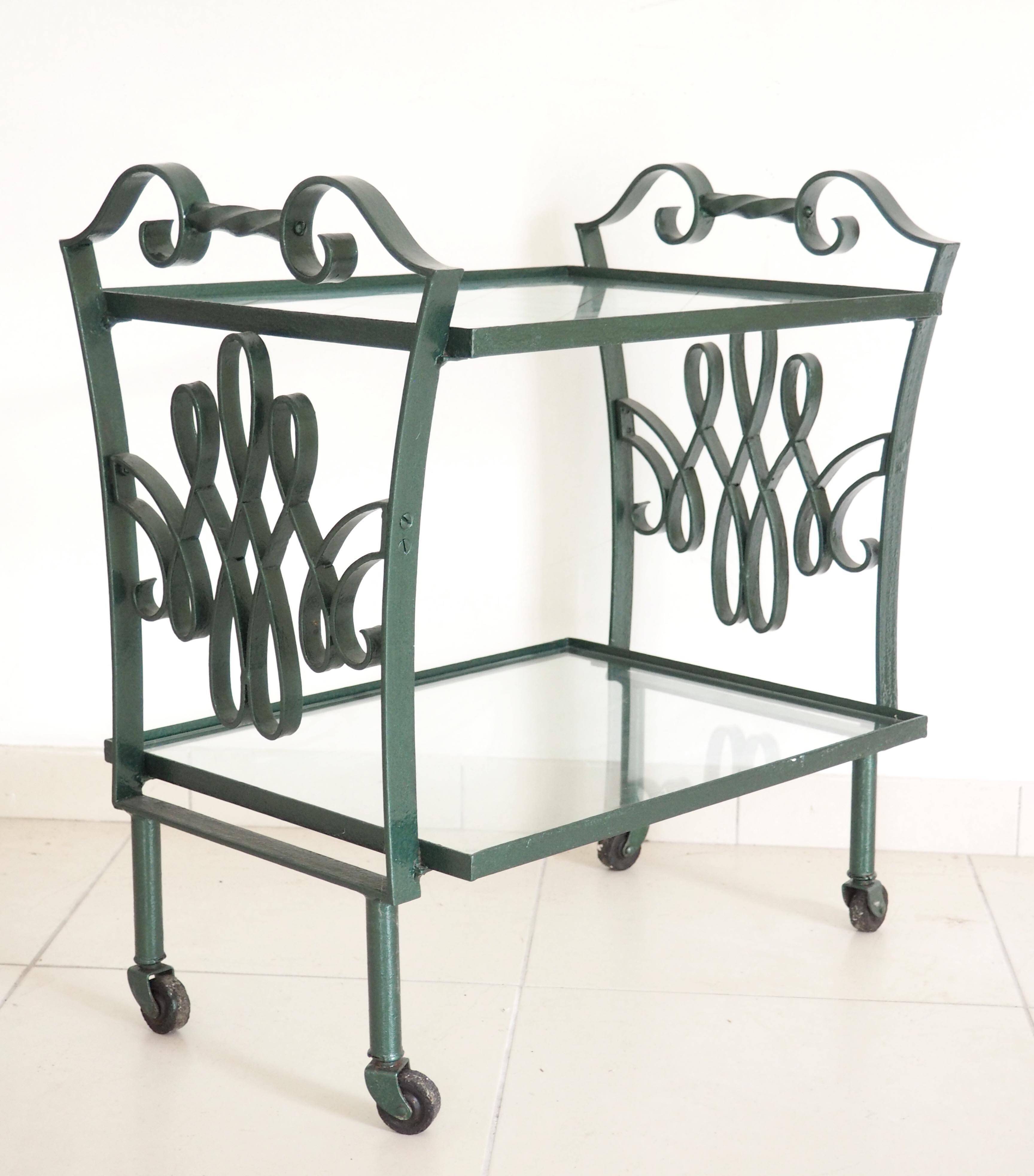 1950s wrought iron serving trolley