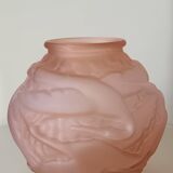 Art Deco pink glass round vase