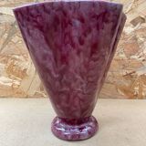 Ancien vase corolle j. guet céramique rose moucheté vintage
