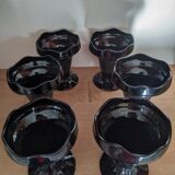 Selling 6 black glass ice cream cups, vintage 80s, luminarc