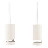 Two small cylindrical hanging lamps in white powder-coated 1980s