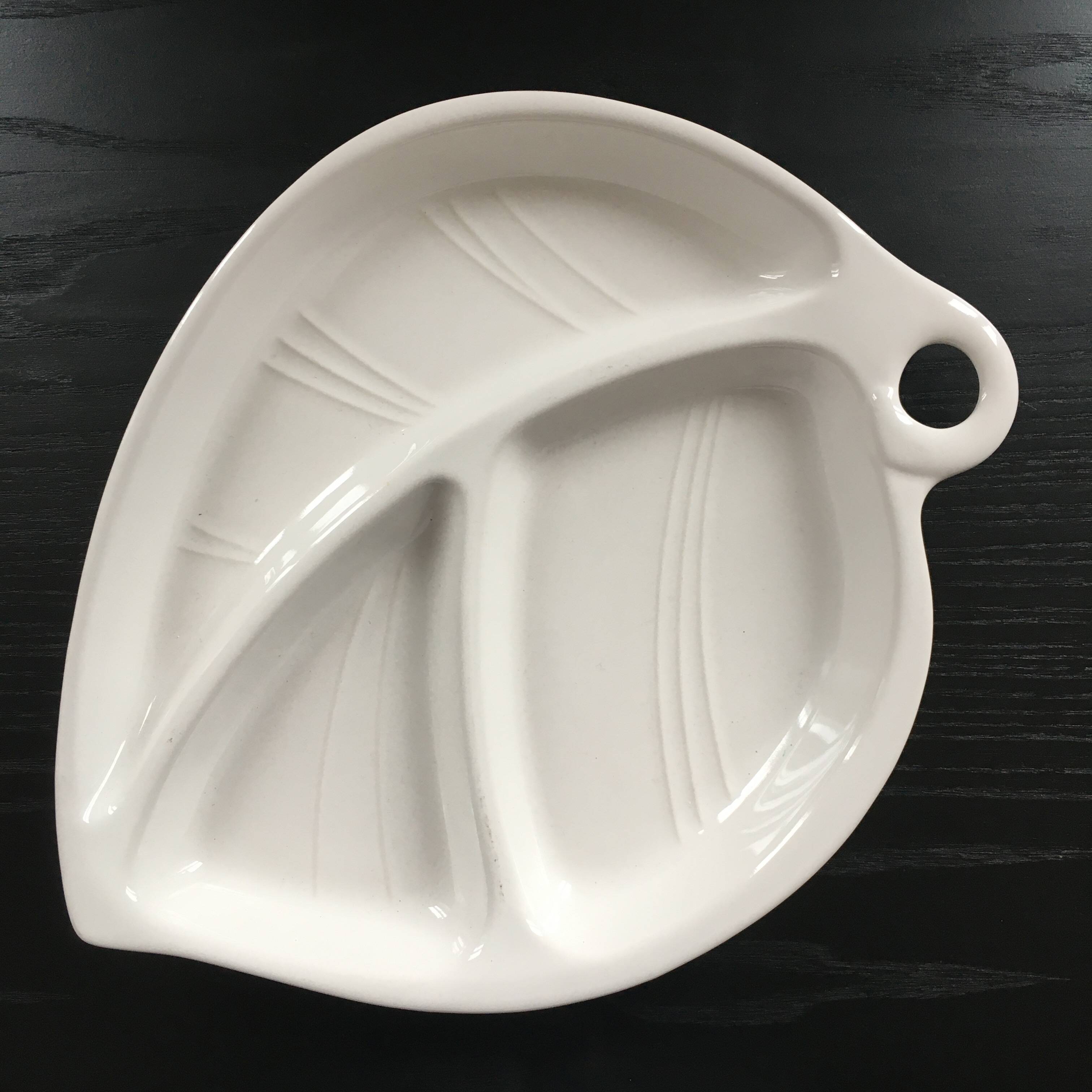 White earthenware leaf dish