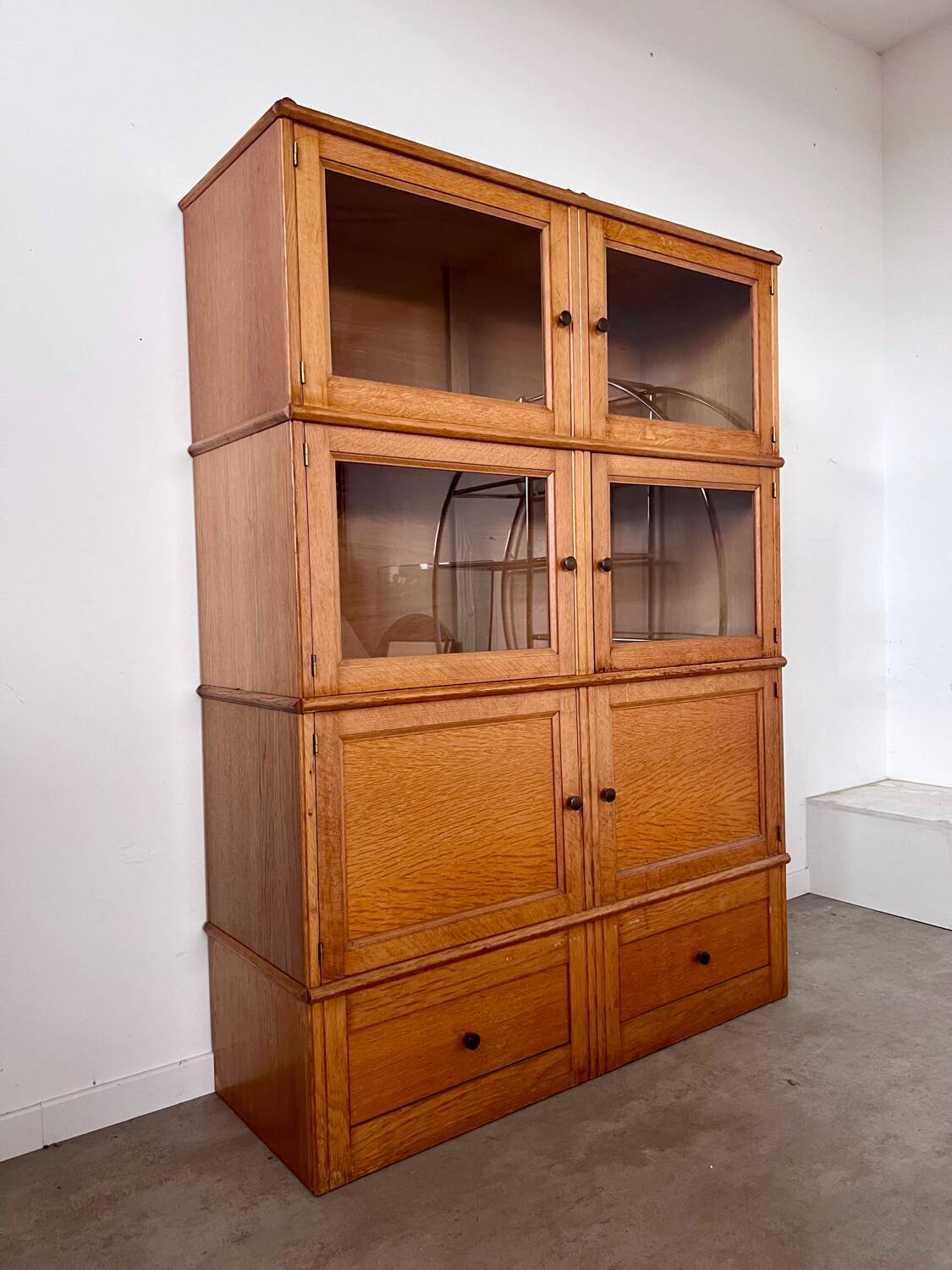 Old MD storage furniture bookcase design Martin Dupuis light oak 1950s vintage