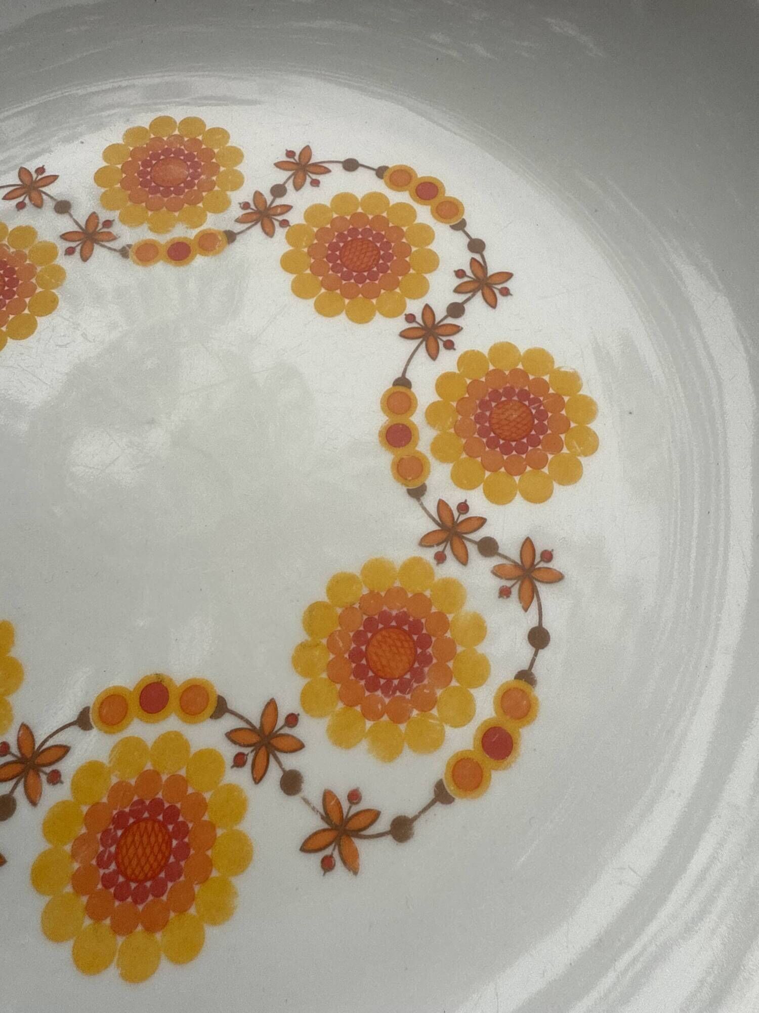 Large plate Schumann Arzberg Bavaria – Vintage orange flowers from the 70s