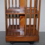 Edwardian revolving library in burl walnut with Sheraton inlay circa 1900