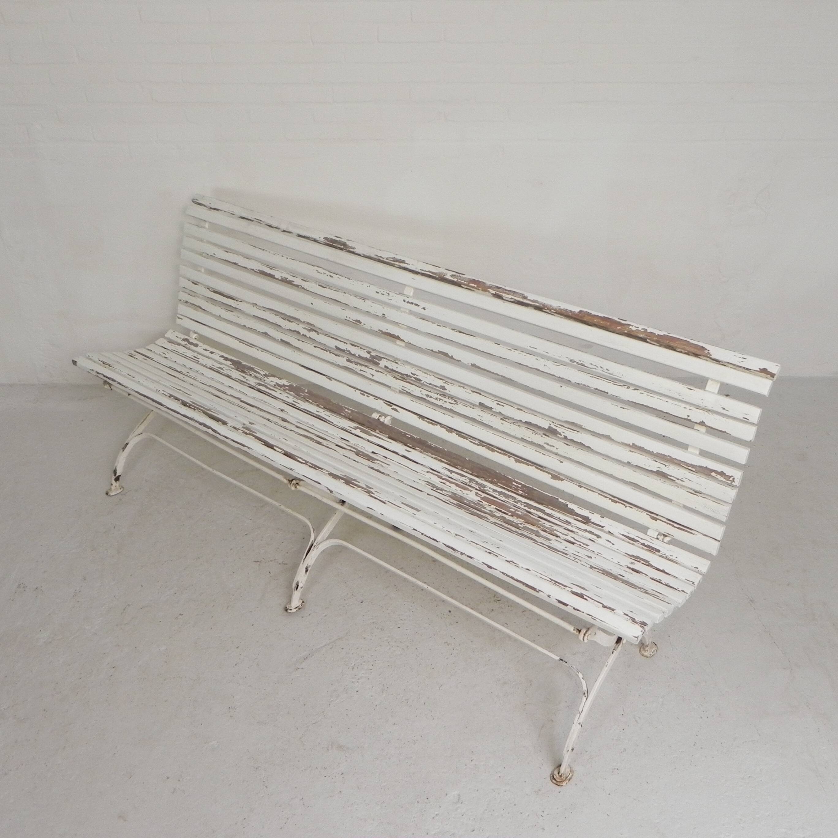 Garden bench, slatted bench, folding, 2 metres long, 1930s.