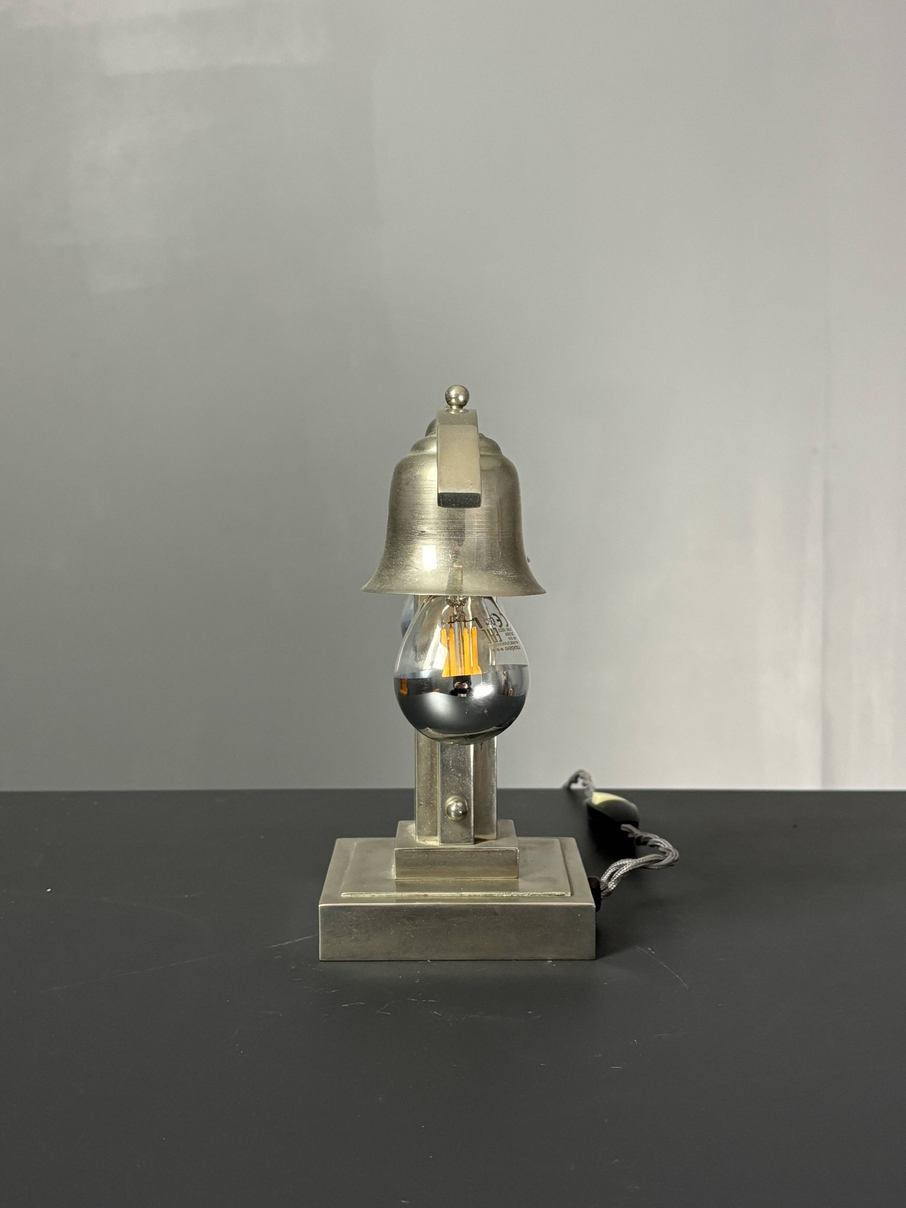Dutch art deco nickel desk or table lamp, 1930s