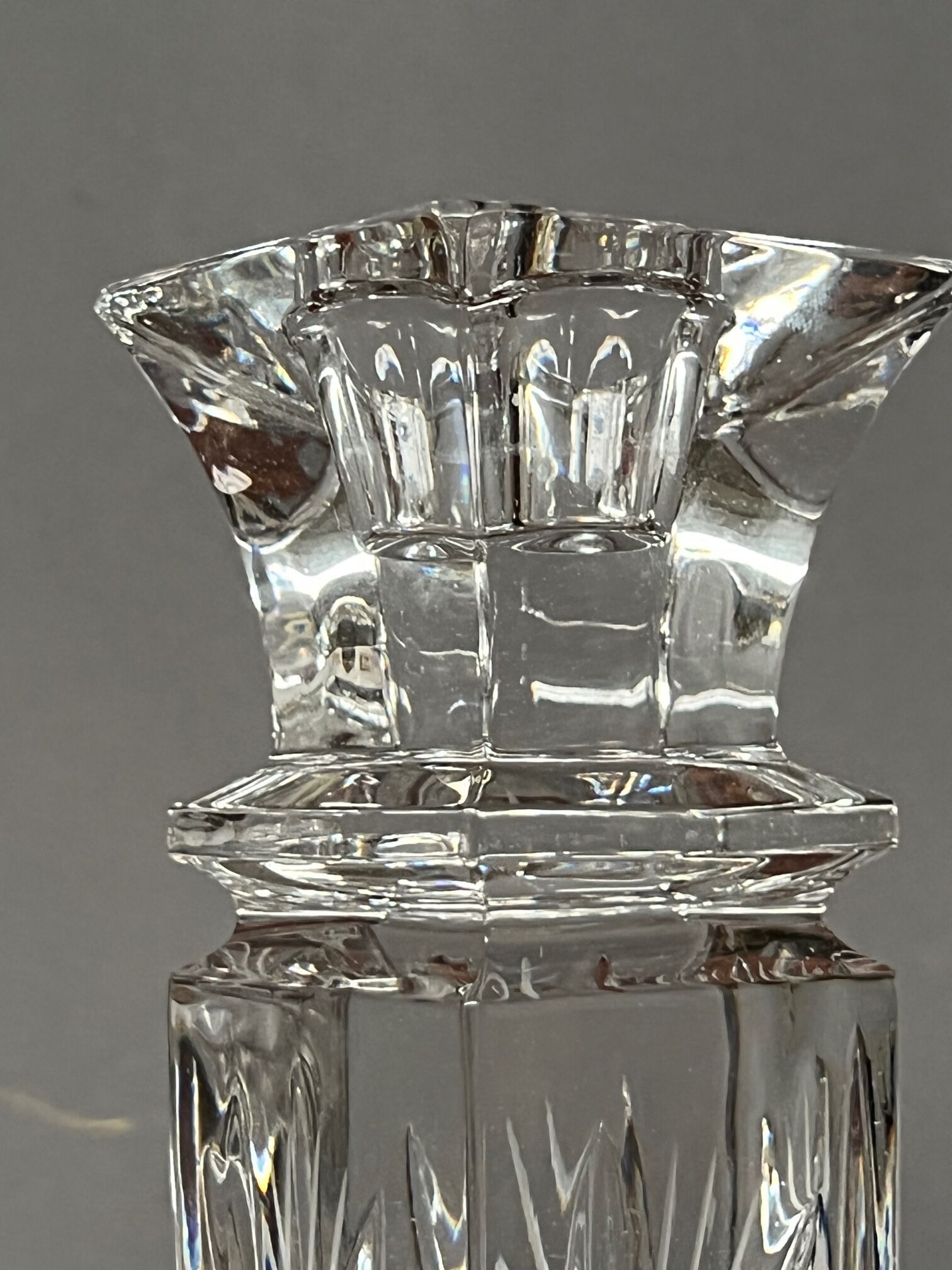 Pair of hand-cut solid crystal candle holders.
