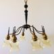 Atomic Age Design Brass and Glass Chandelier, 1950s