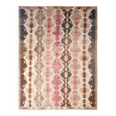 Grand tapis kilim turc vintage, décor bohème multicolore, 289x381 cm