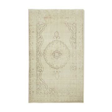 Handwoven unique anatolian beige carpet 183 cm x 315 cm