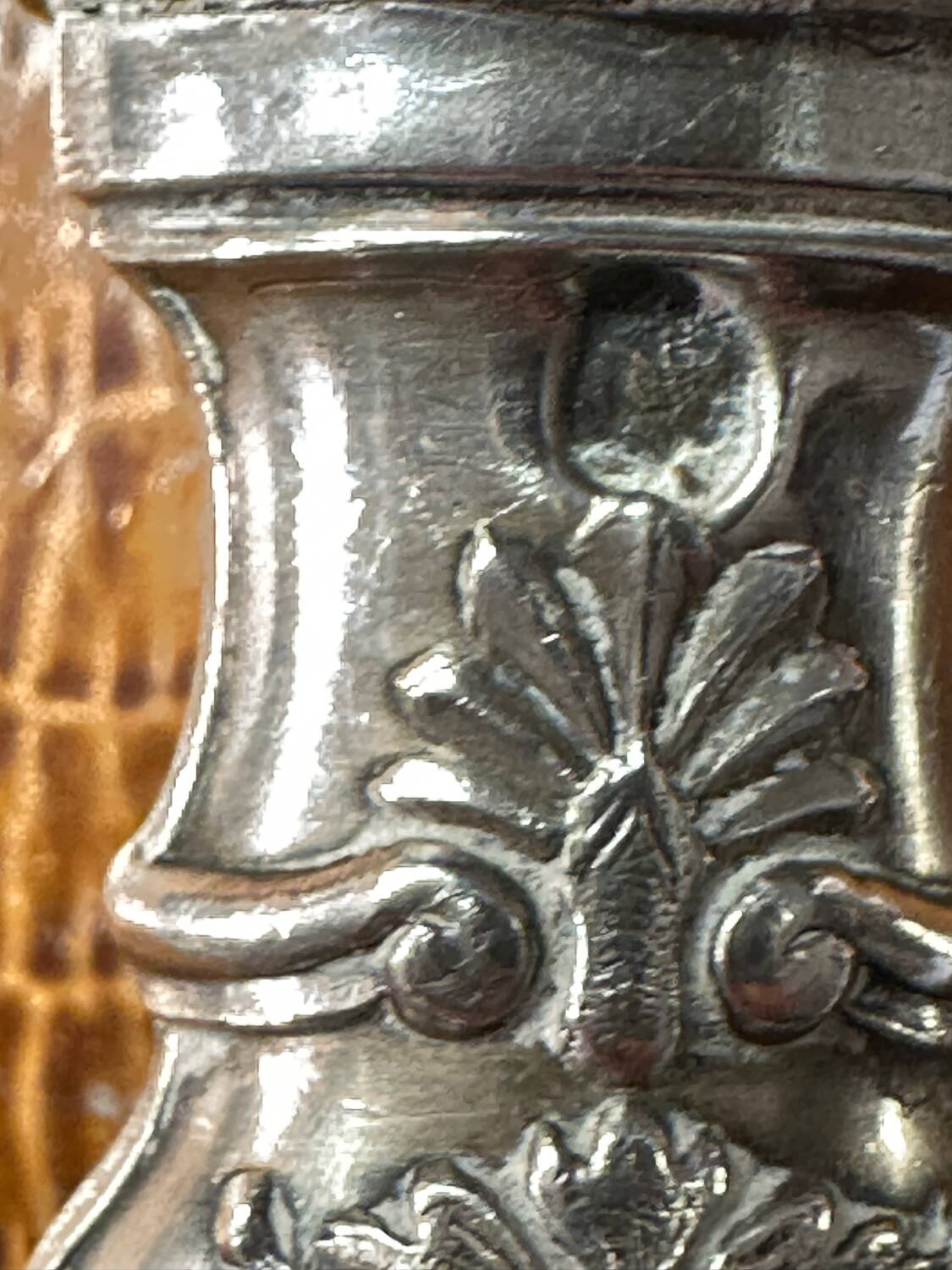 Art-Nouveau Sauce Spoon Floral Decor - Silver & Vermeil