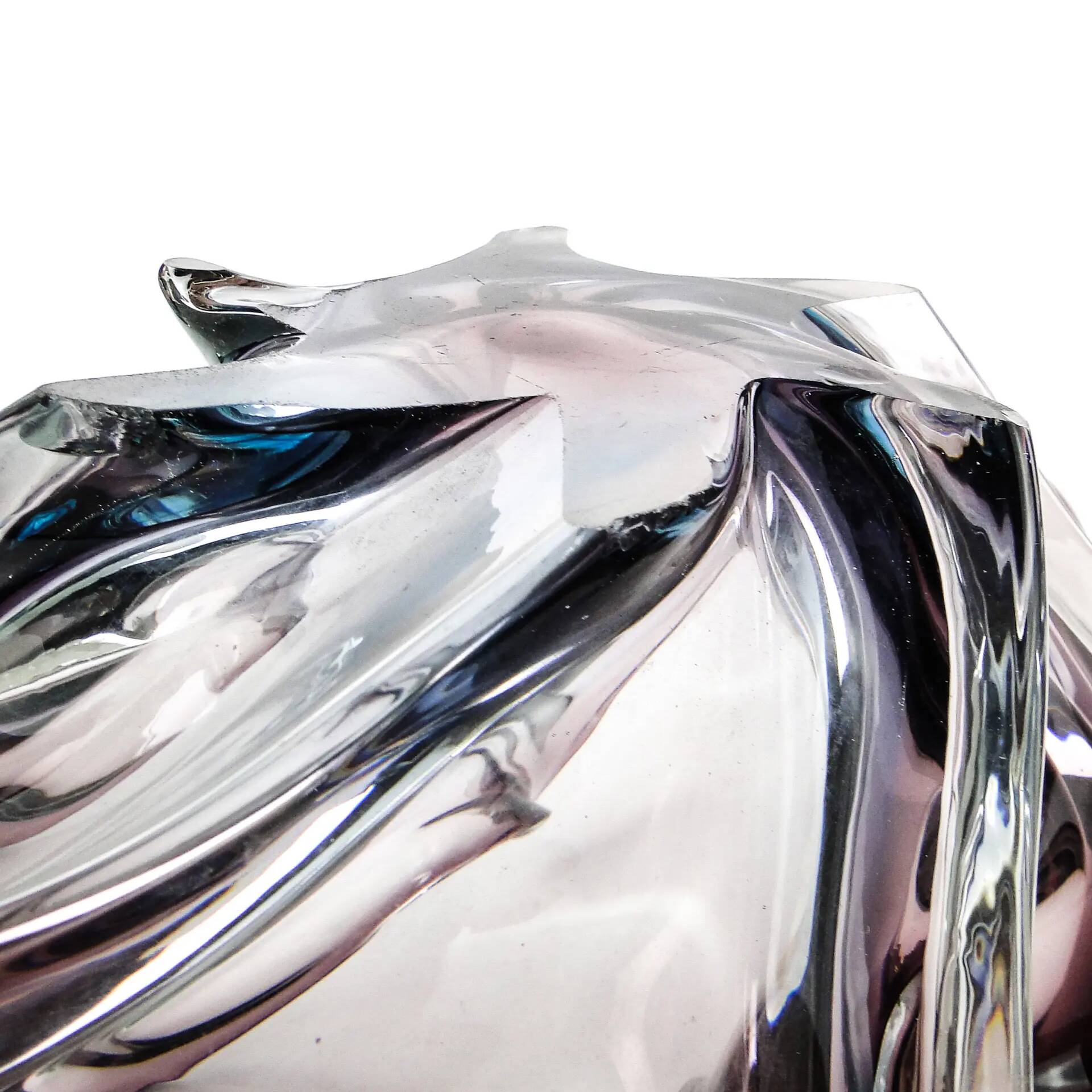 Sommerso bowl, mid-century modern, purple glass, Murano, Italy, 1950s