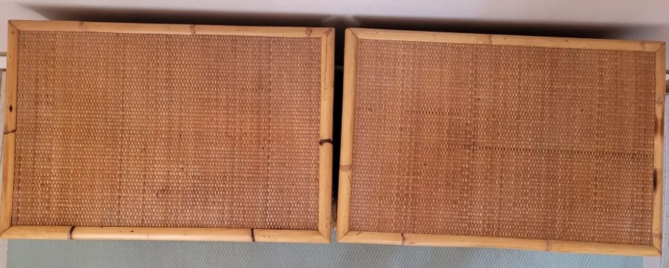 Pair of bedside tables in rattan bamboo and vintage canning Dal vera