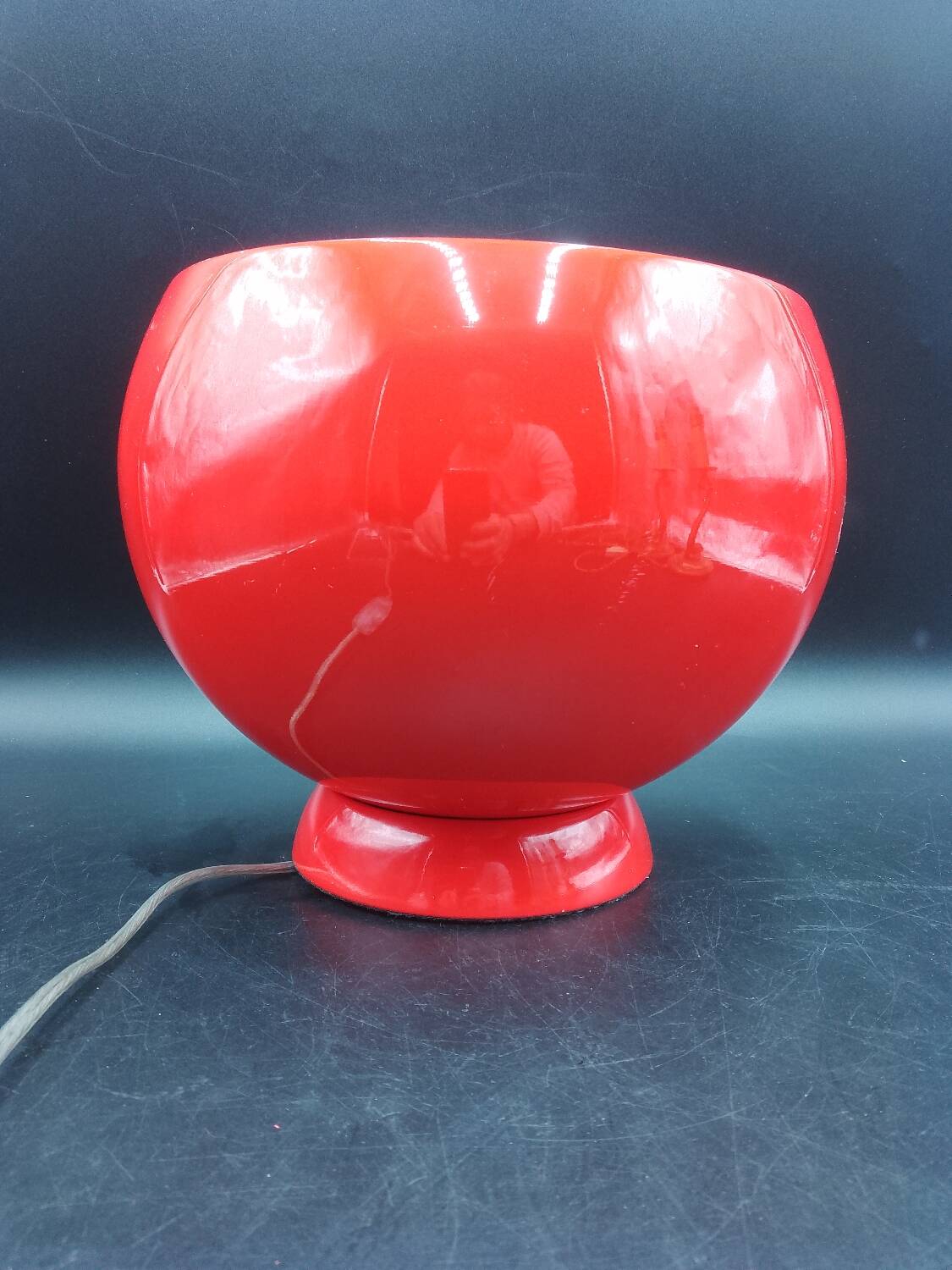 Rare vintage & designer red metal bouboule aluminor mood table lamp