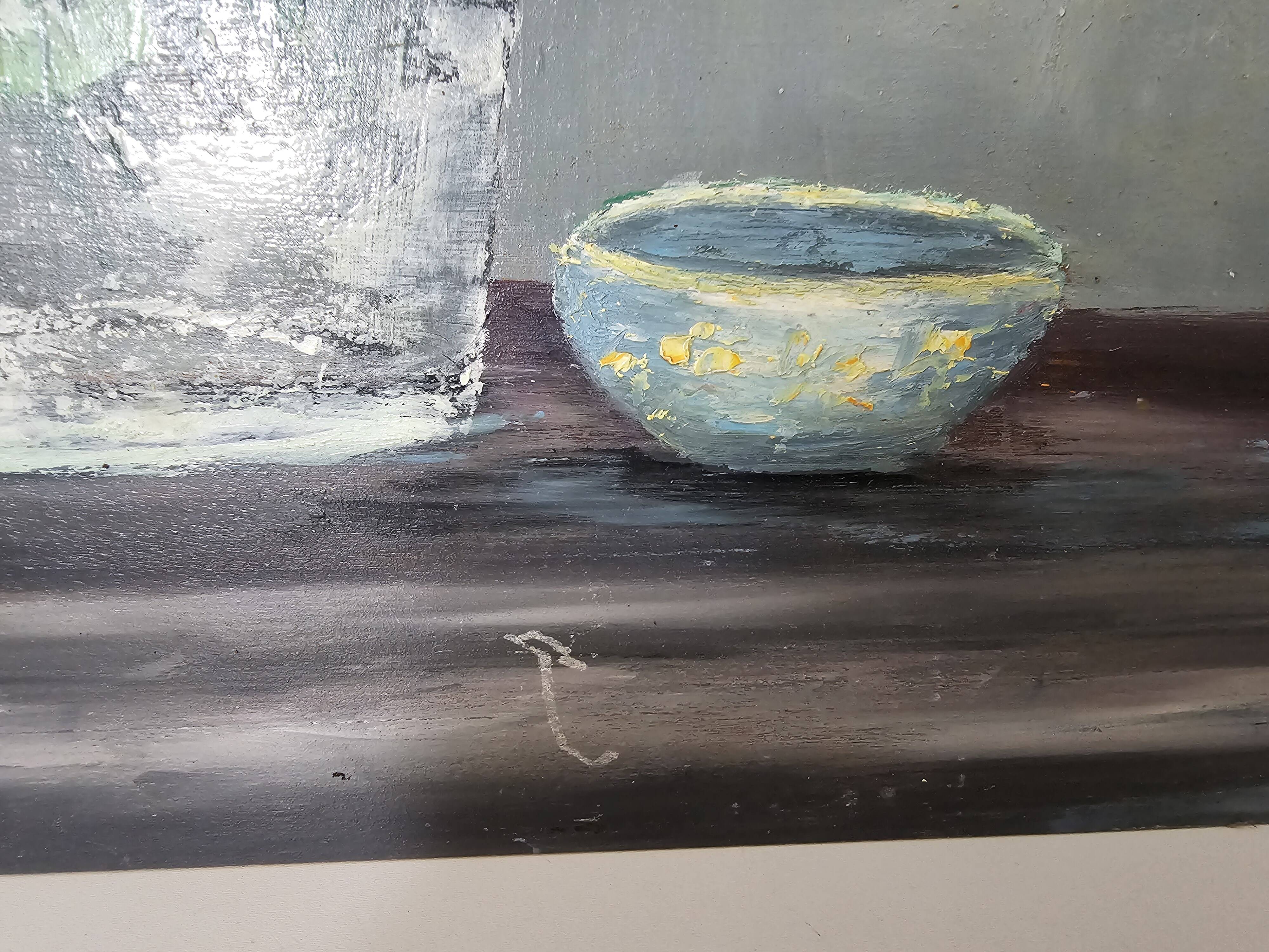 Oil on panel painting - still life flowers lilacs dahlias signed d alrer