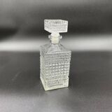 Vintage, whisky decanter, square, glass, diamond tip, square cap, tableware, décor