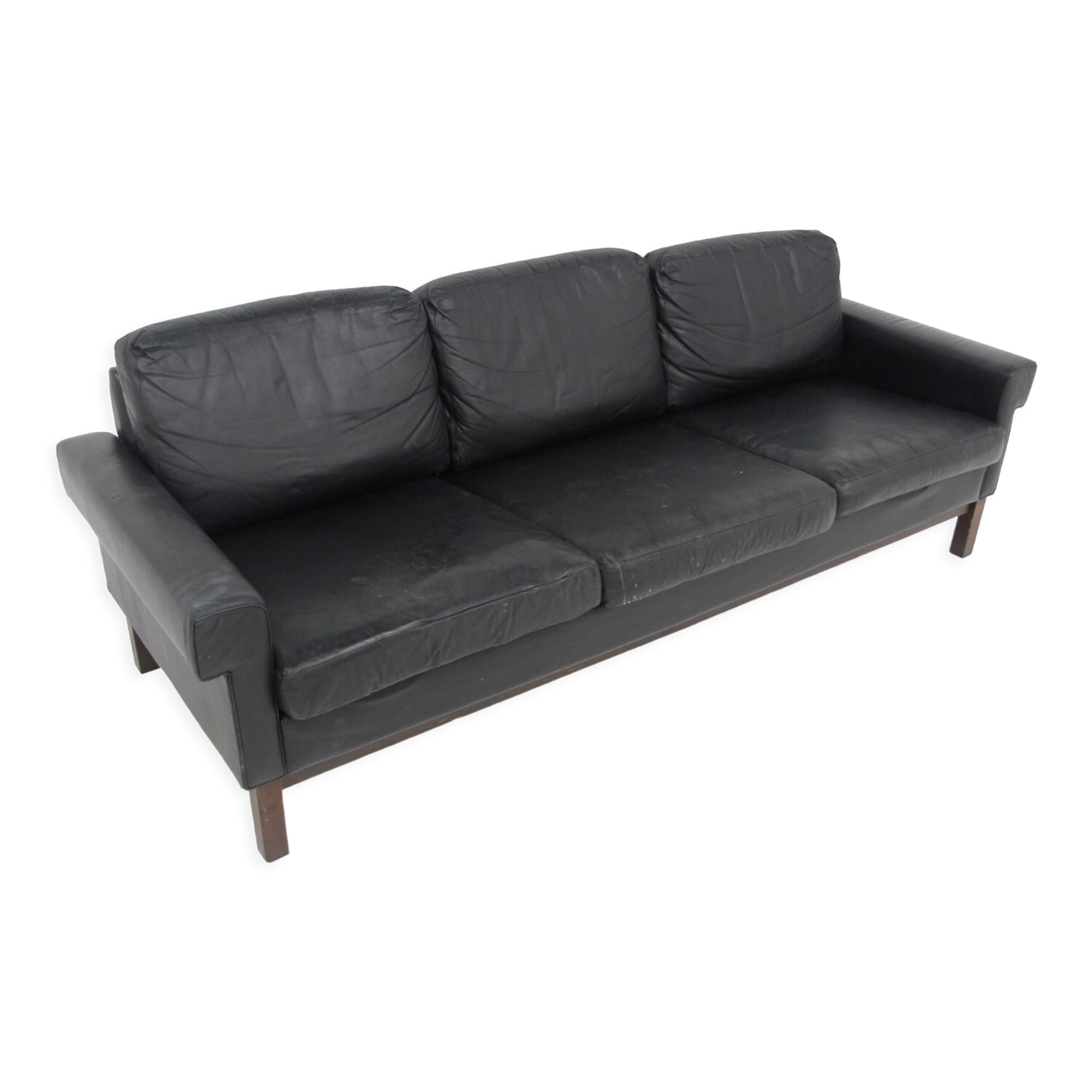 Scandinavian leather sofa 3 seater, Sweden, 1950