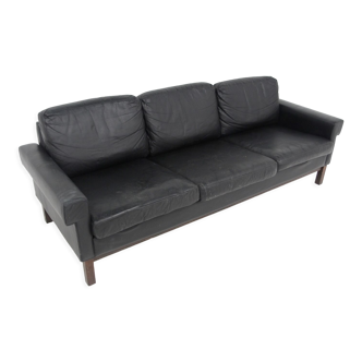 Scandinavian leather sofa 3 seater, Sweden, 1950