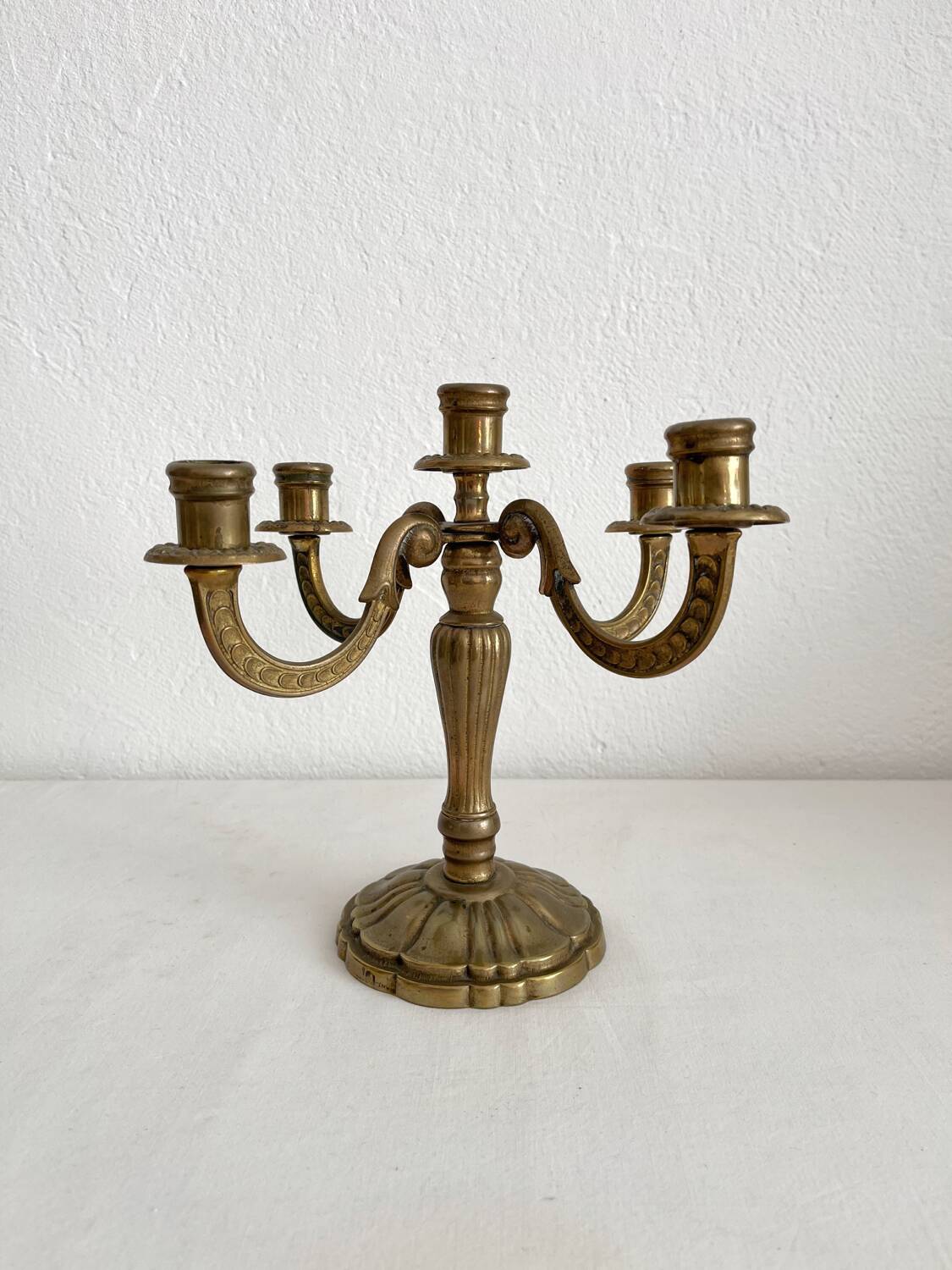 Antique brass candlestick holder with 5 lights