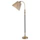 Brass floor lamp with dark brown leather trim, Swedish / Scandinavian Modernity