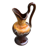 Carafe with handle, jug, vase in Vallauris style enamelled ceramic