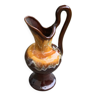 Carafe with handle, jug, vase in Vallauris style enamelled ceramic