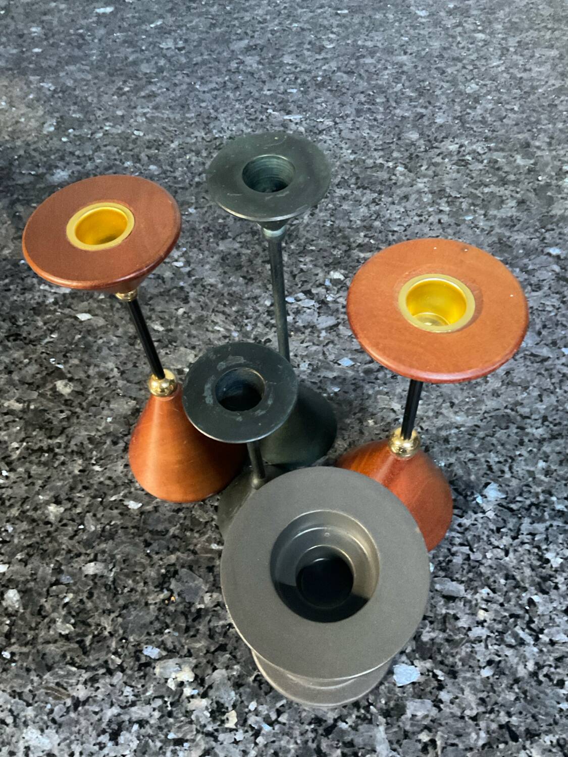 Set of 5 vintage diabolo candle holders