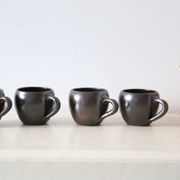 Set of 4 cups of sandstone, handmade pottery, vintage, 1980