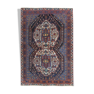 Antique persian afshar carpet handwoven blue wool area rug-