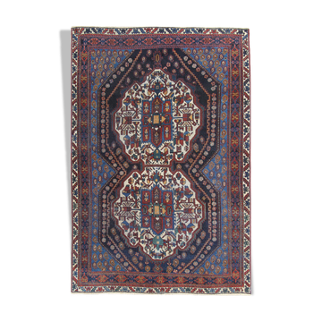 Tapis tissé à la main laine bleue