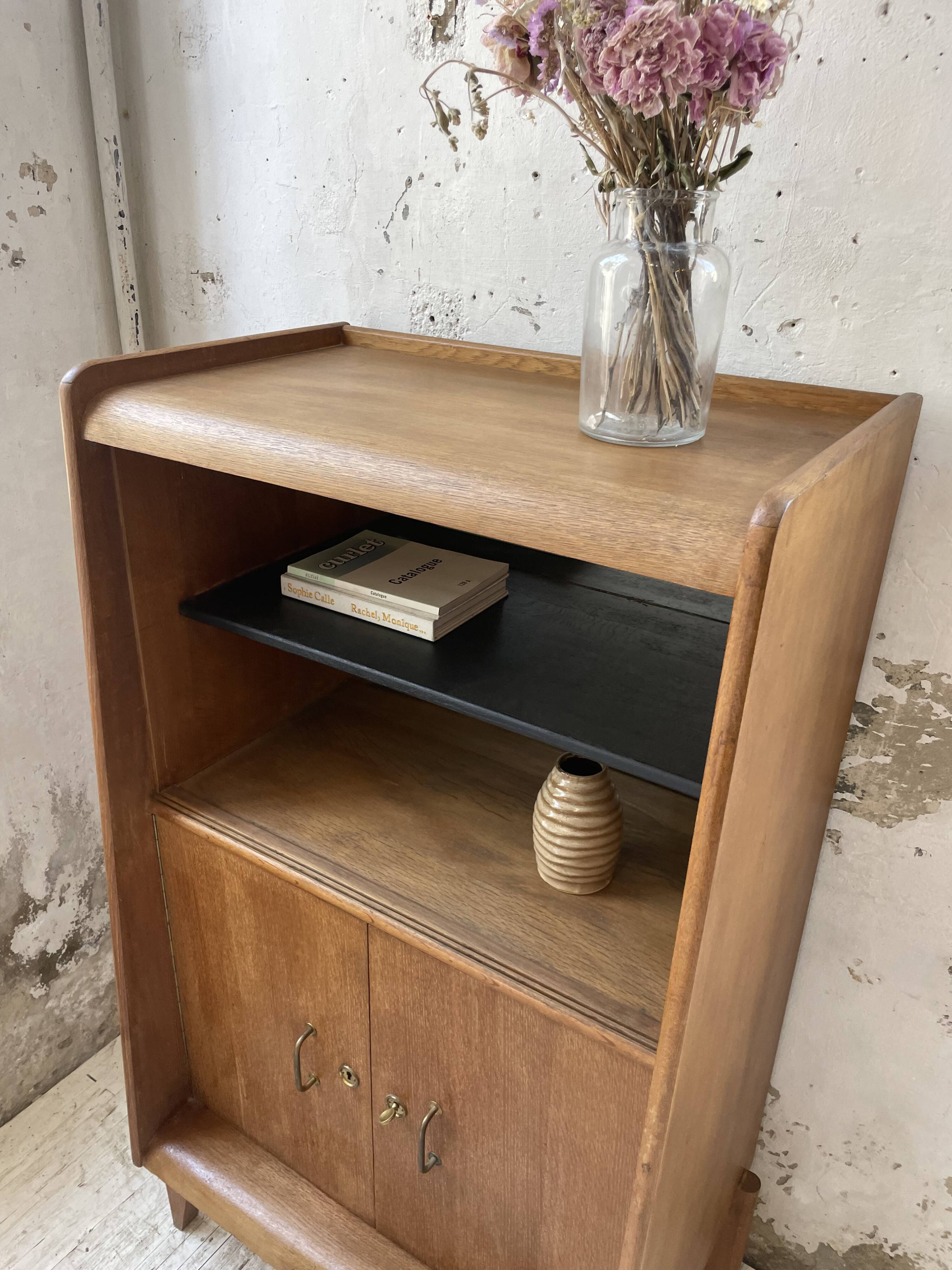 Meuble de rangement secrétaire chêne années 60