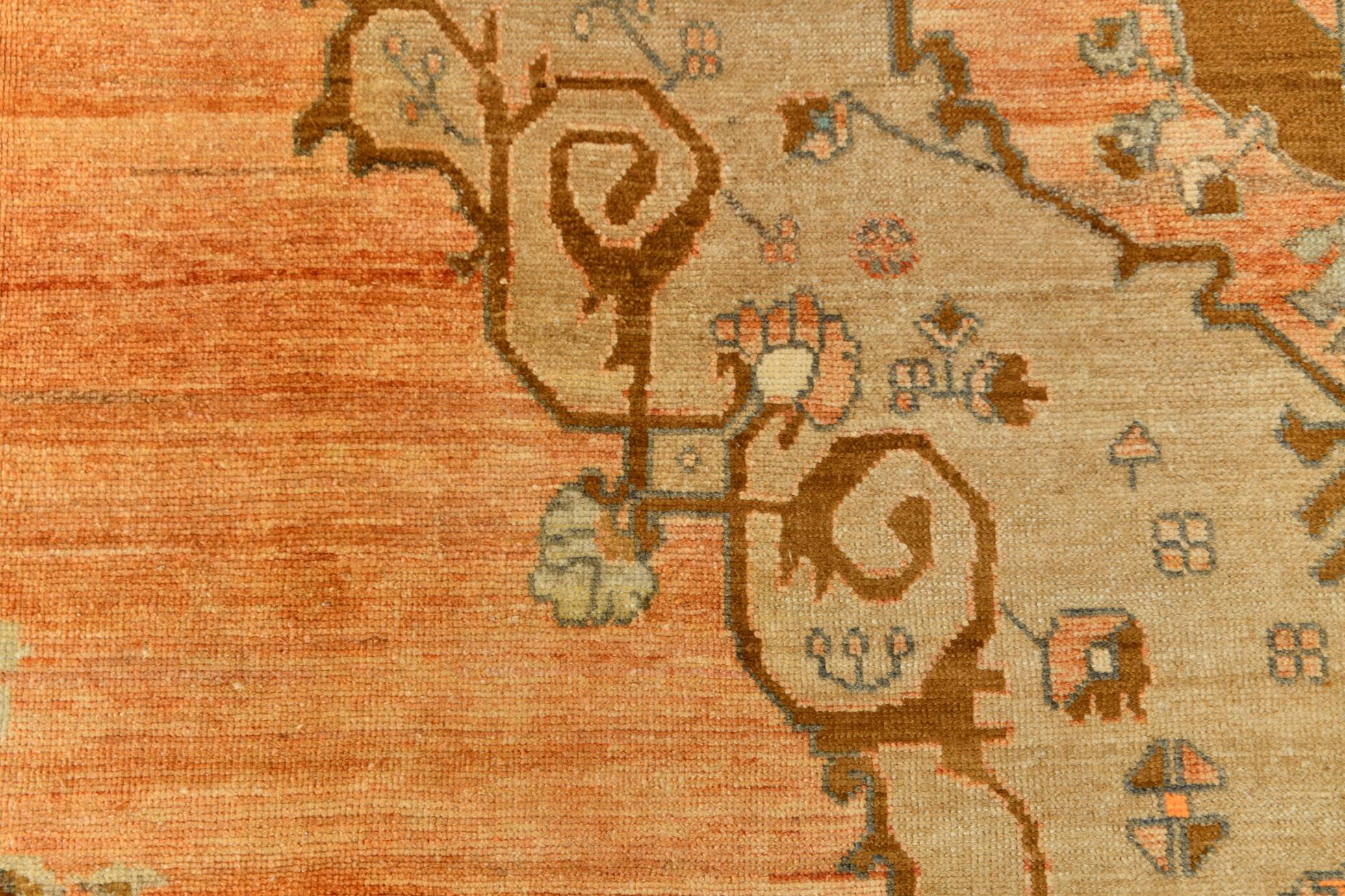 7x10 Peach & Brown Classic Persian Rug, 204x313Cm