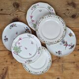 Composition of 6 flat plates in Limoges porcelain: