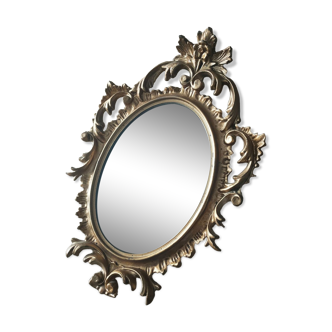 Miroir ancien doré résine 29x19 cm