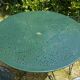 Garden furniture 1 table 4 armchairs wrought iron old green wagon