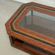 Vintage Octagonal Coffee Table — Glass Top, Brass Details & Two-Tier D