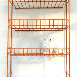 Orange industrial wall shelf