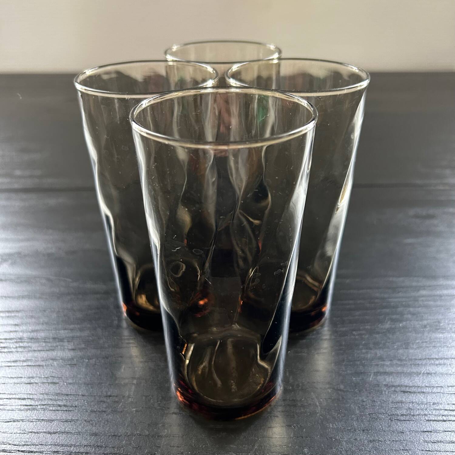 Set of 4 smoked optical glass glasses