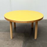 Mid-century modern yellow linoleum coffee table by Alva Aalto for Artek, Finland, 1960s.