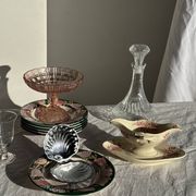 Saucier ancienne en faïence rose de Badonviller modèle Jasmin