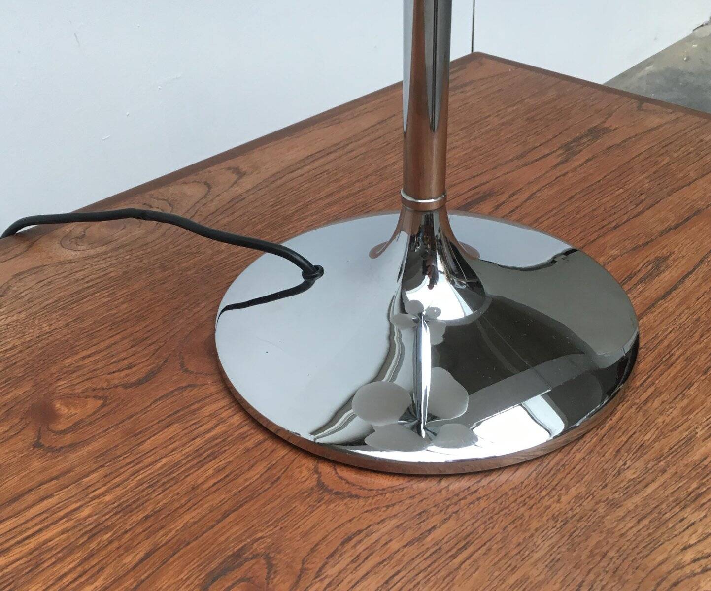 Vintage space table lamp, glass and metal, 1970s