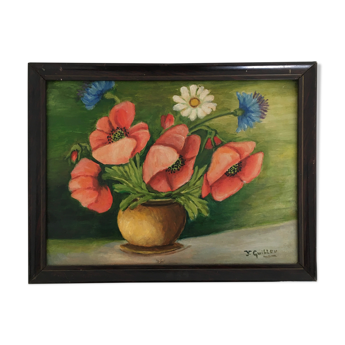 Poppy bouquet painting