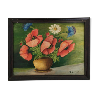 Poppy bouquet painting