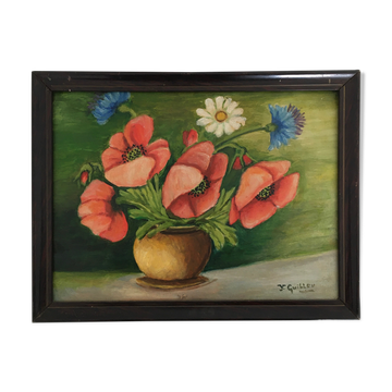 Poppy bouquet painting