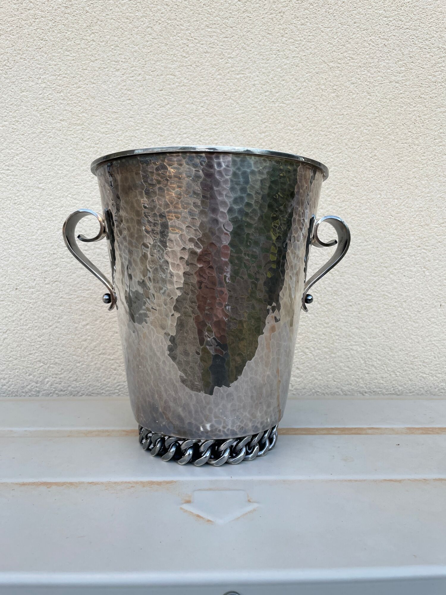 Jean Despres hammered silver metal champagne ice bucket