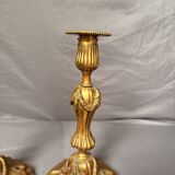 Antique Pair of Gilded Candle Holders Rocaille Rococo Louis XV Torchères