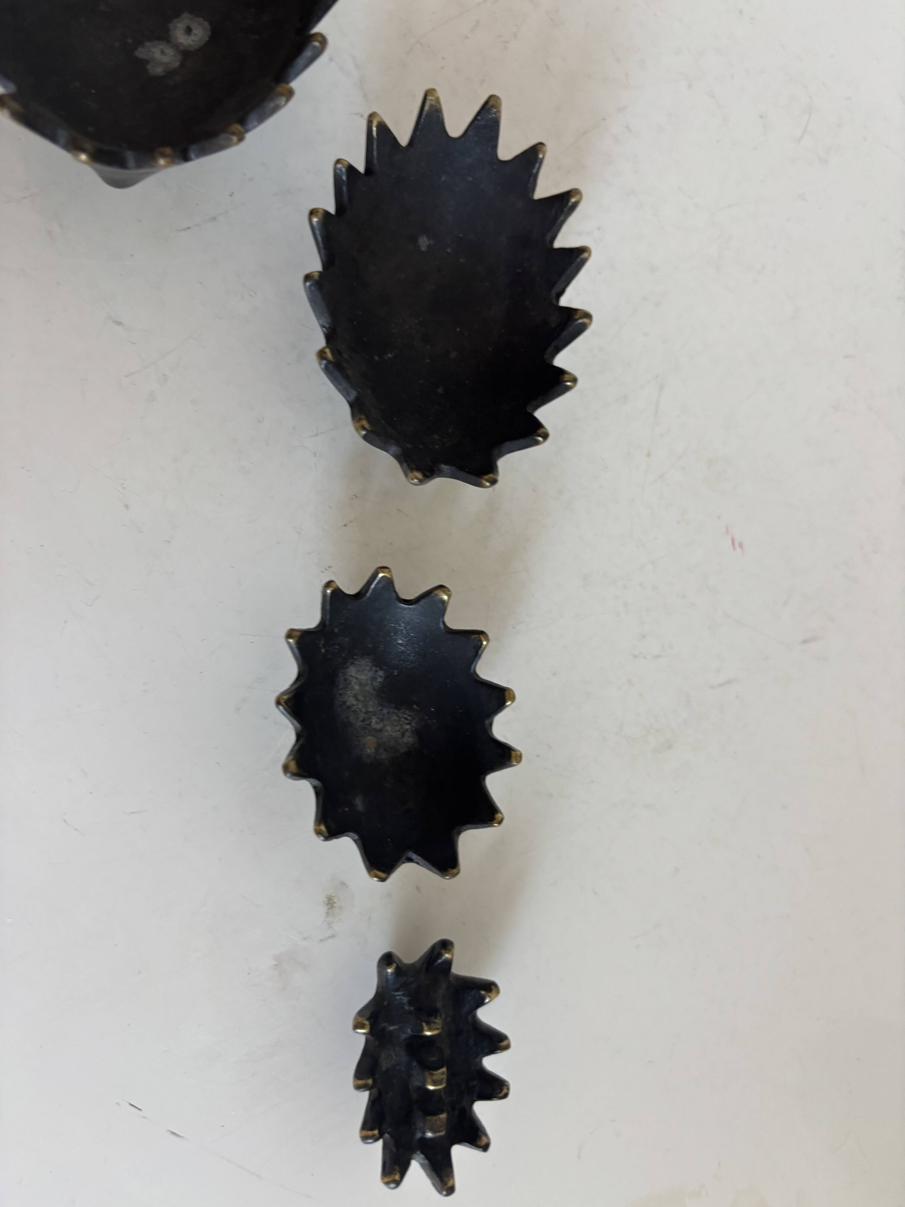 Vintage 1950 hedgehog ashtrays by Walter Bosse for Hertha Baller