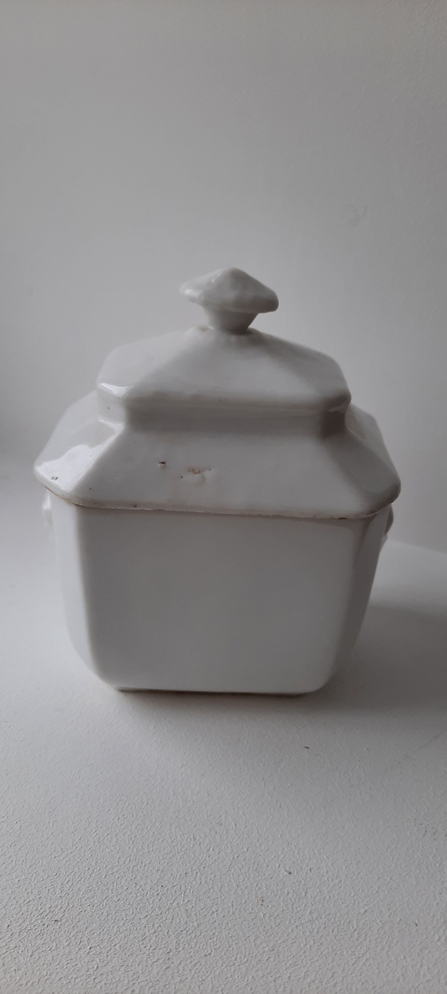 Old white sugar bowl